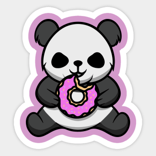 Cute Panda Eating Donut Sticker